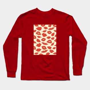 Red lips pattern, Kiss art print, Retro print, Aesthetic art, Valentine's day, Love art, Vintage Long Sleeve T-Shirt